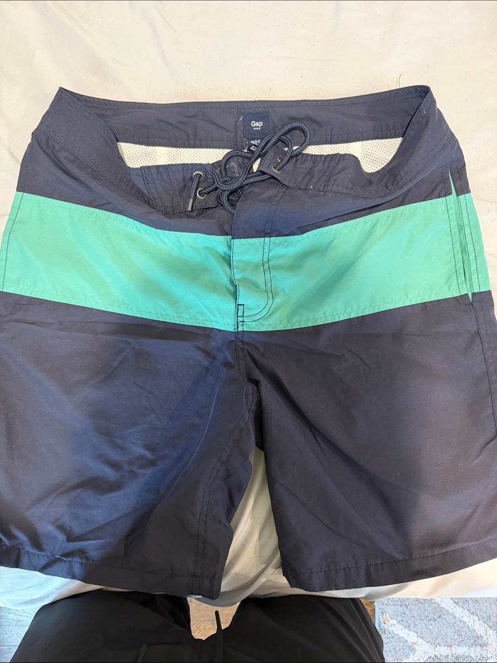 Gap Men’s Navy and Teal Swim Trunks (M)